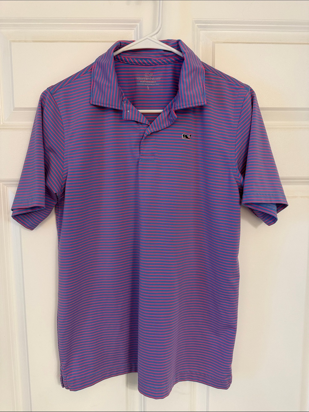 Vineyard Vines Blue with Pink Stripe Kid’s Polo